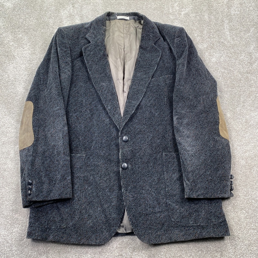 Vintage Accento Tweed Single Breasted Blazer Jacket Elbow Patches Men's Size 44